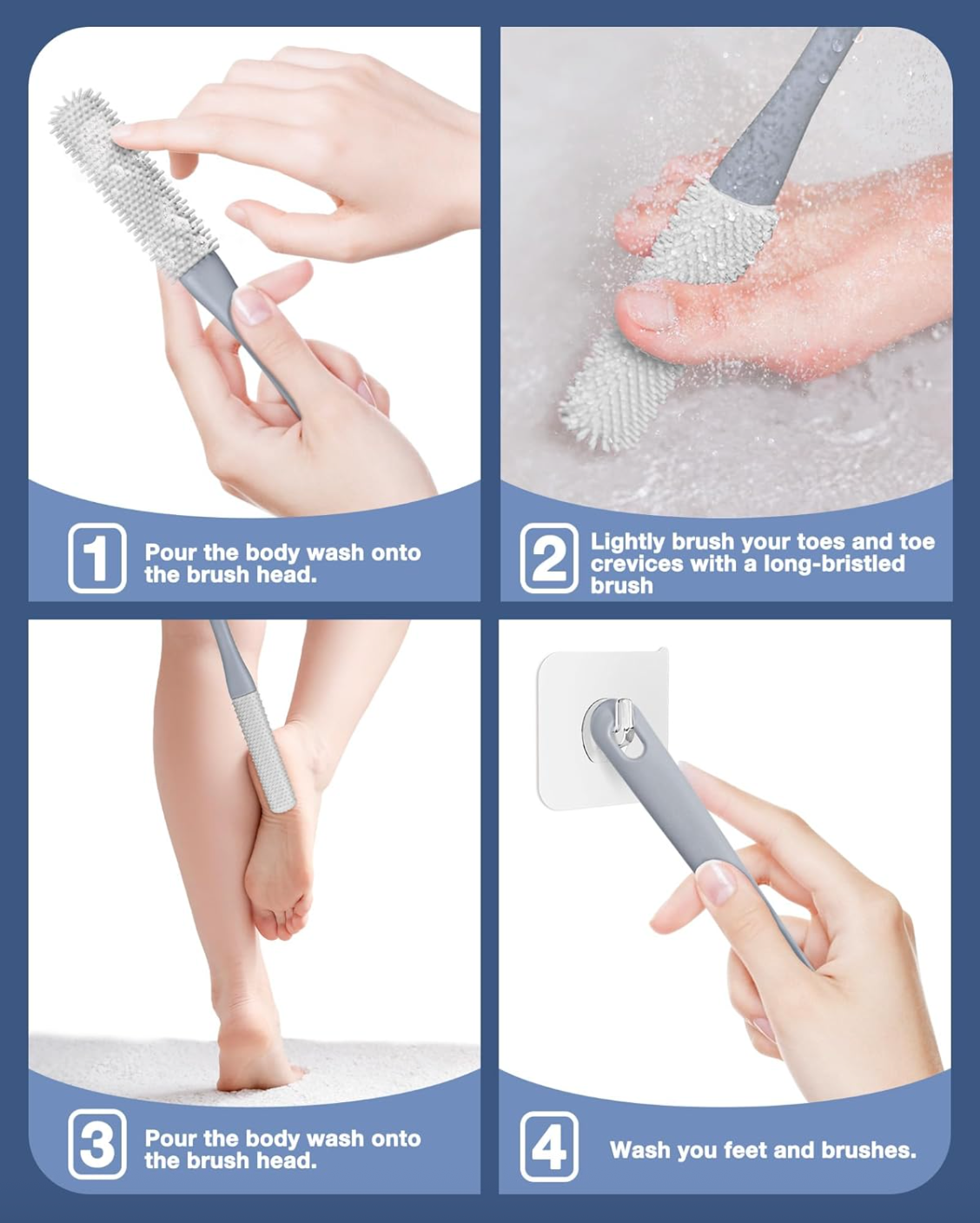 FlexiFresh – Long-Handled Foot & Toe Scrubber